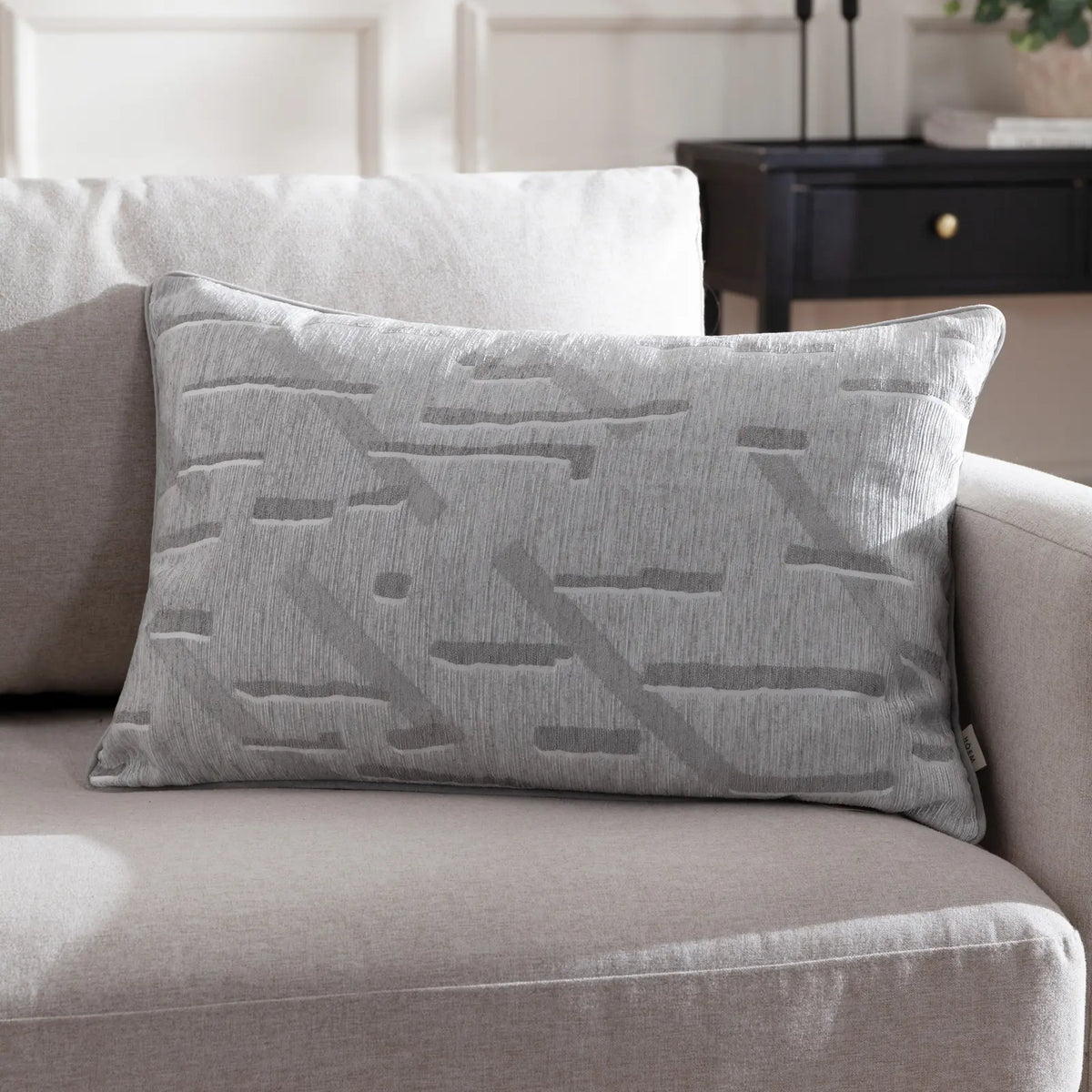 Tresse Velvet Glacier Grey Cushion Cover or Filled Cushion 40cm x 60cm - additional product view 1