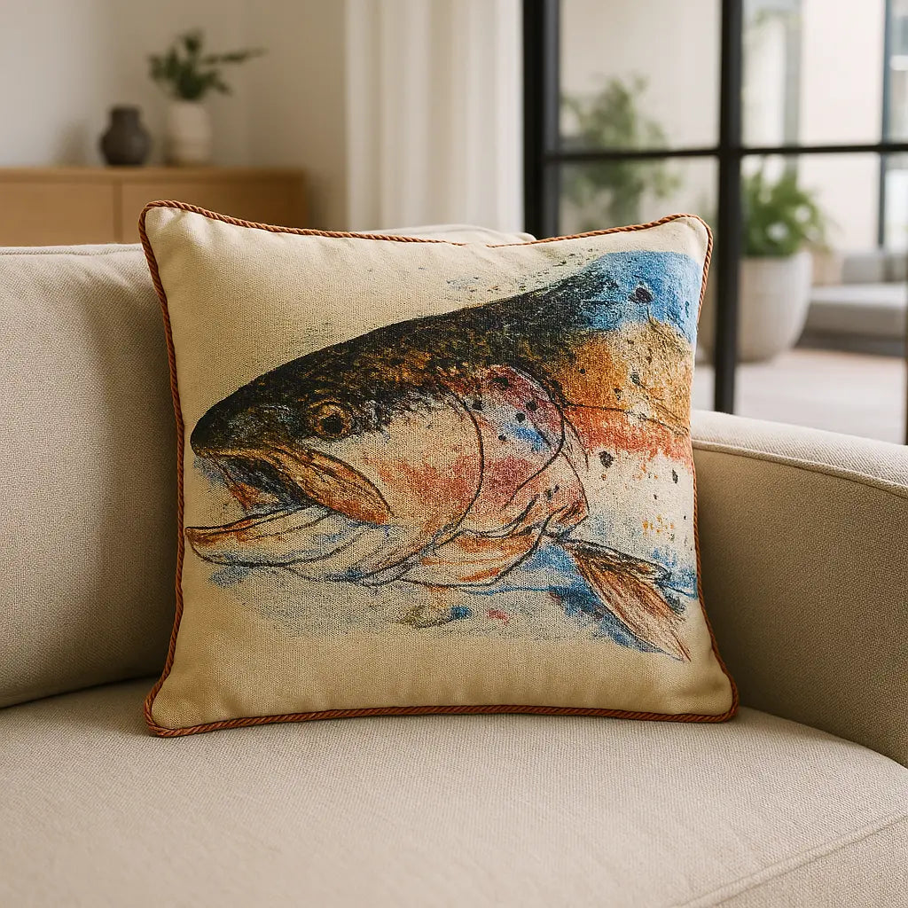 Tapestry Velvet Cushion Cover 45cm x 45cm - Trout
