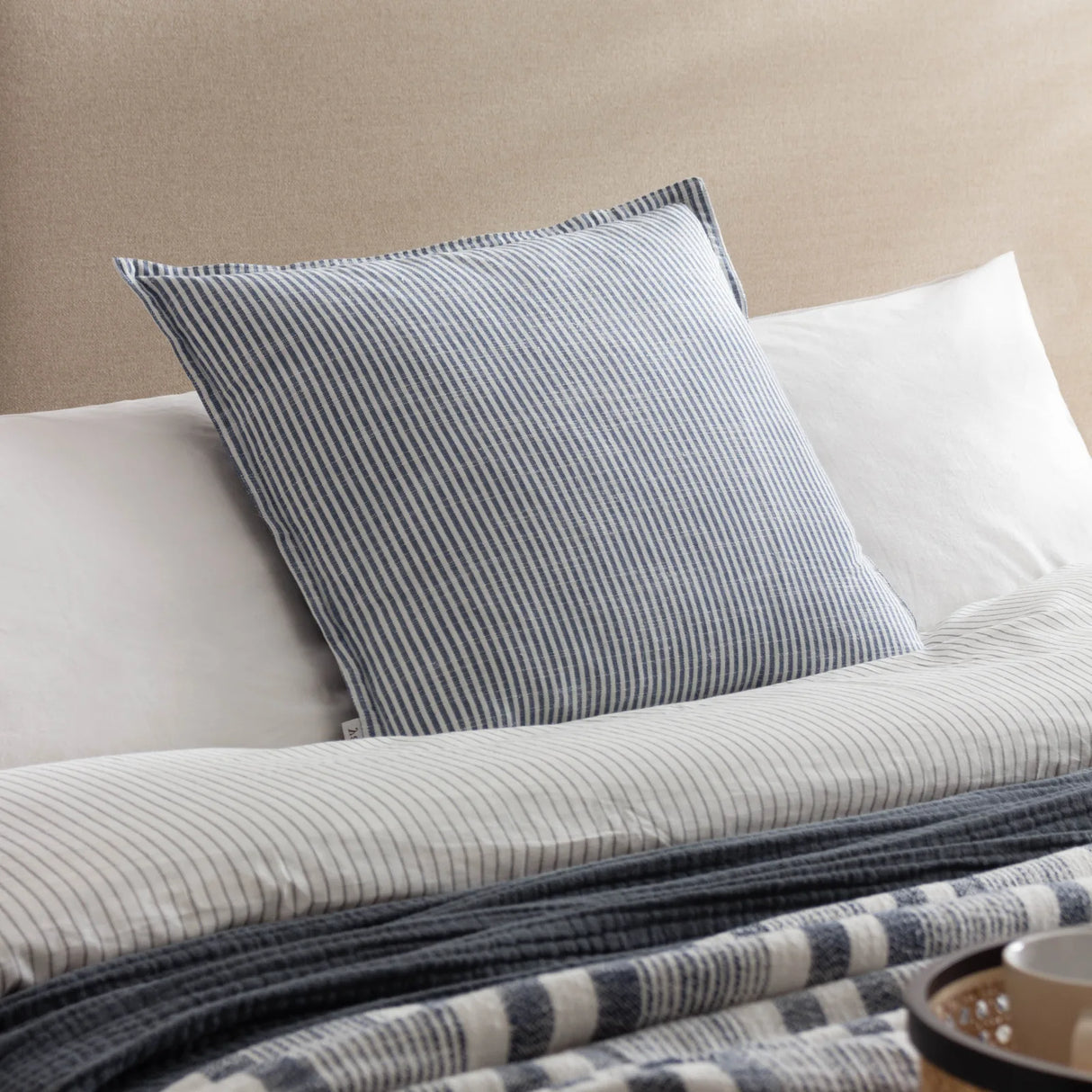 Truro Stripe 100% Cotton Cushion Cover Skyline 45 x 45cm - image 1