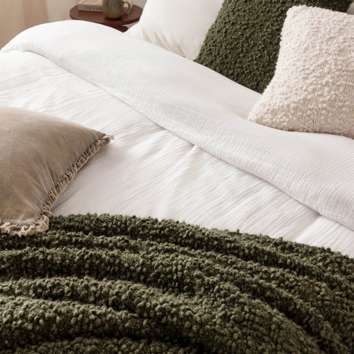 Ulsmere Boucle Fringed Throw Lichen 130 x 180cm - image 6