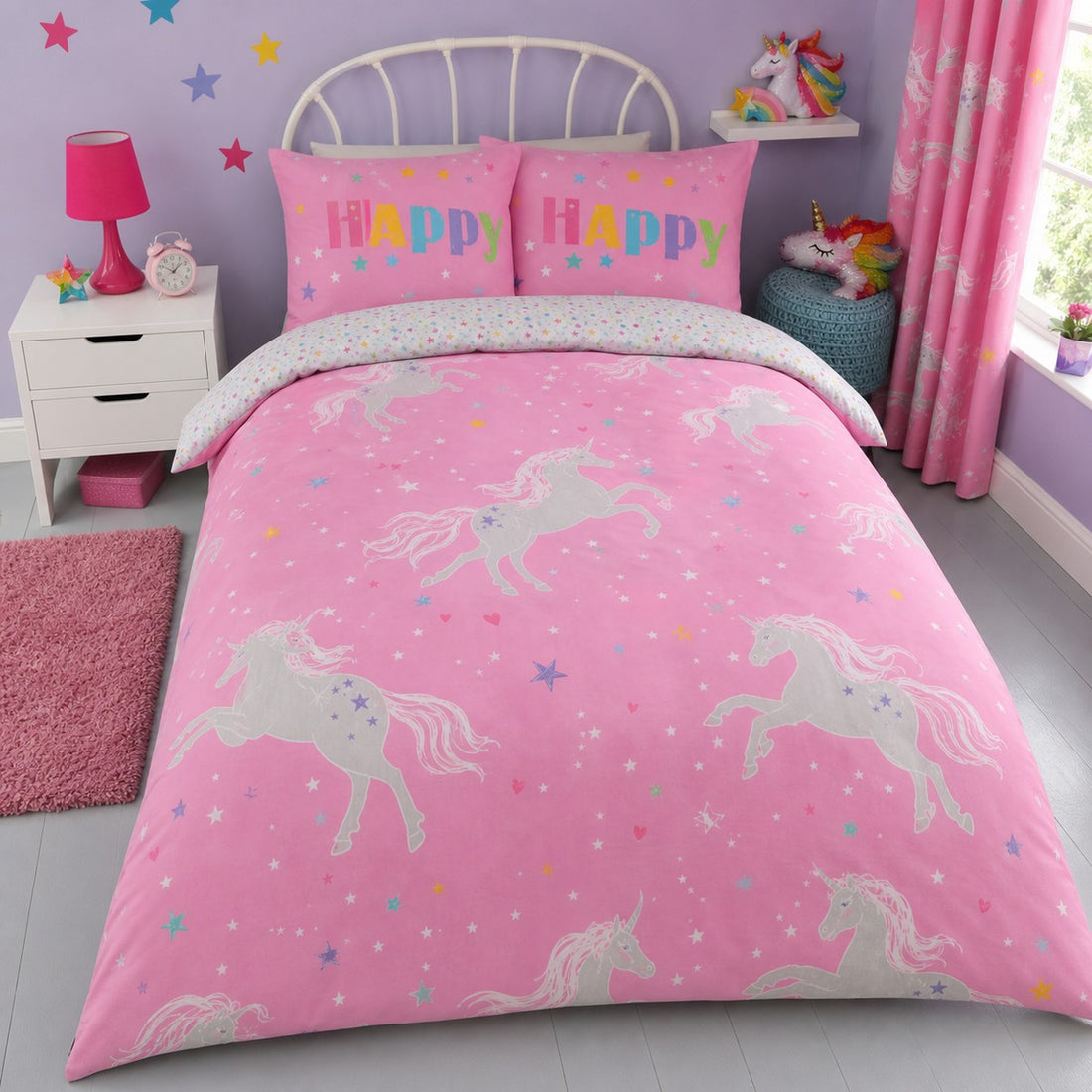 Unicorn Glow In The Dark Kids Duvet Cover Set