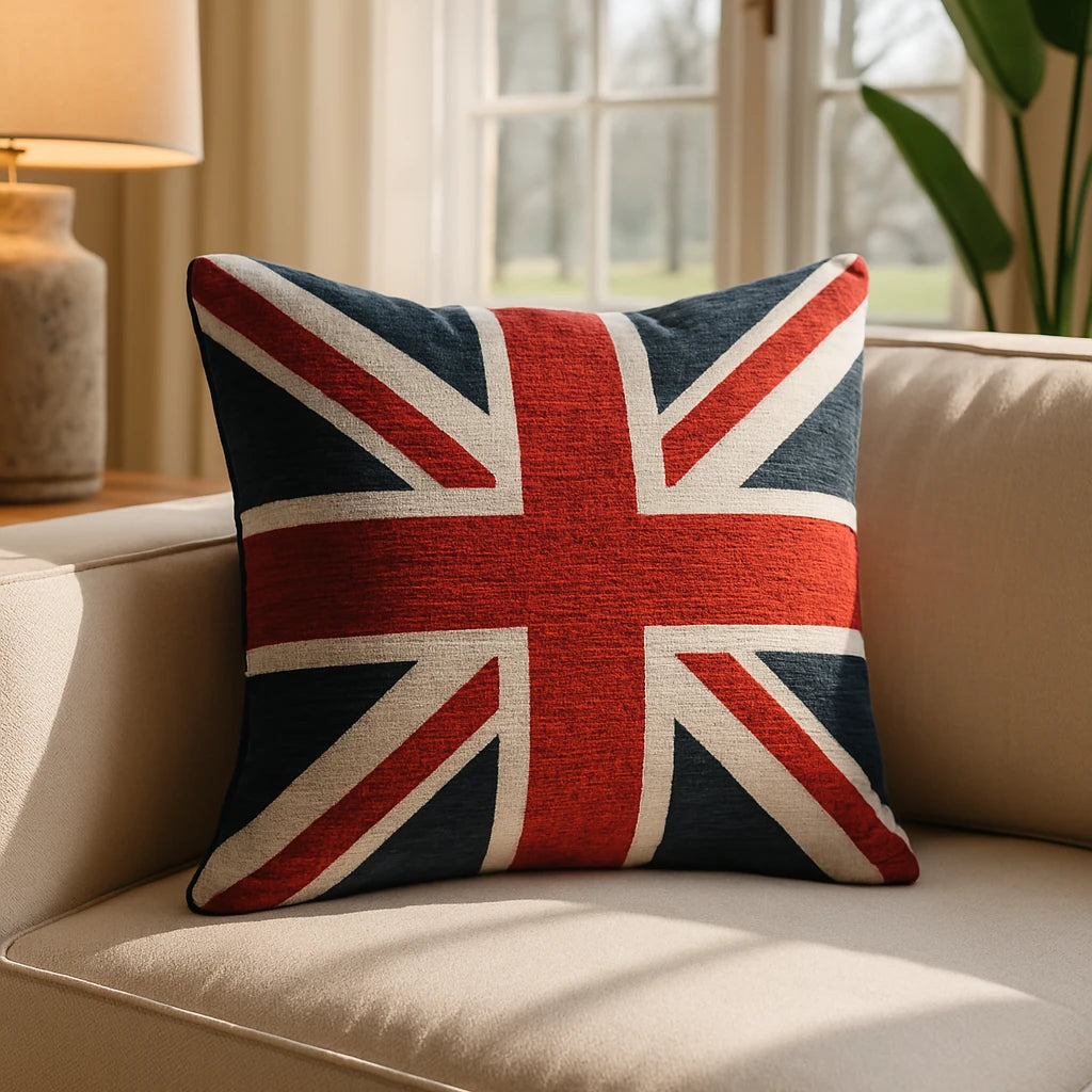Rapport Home Union Jack Chenille Cushion Cover 18" x 18 2