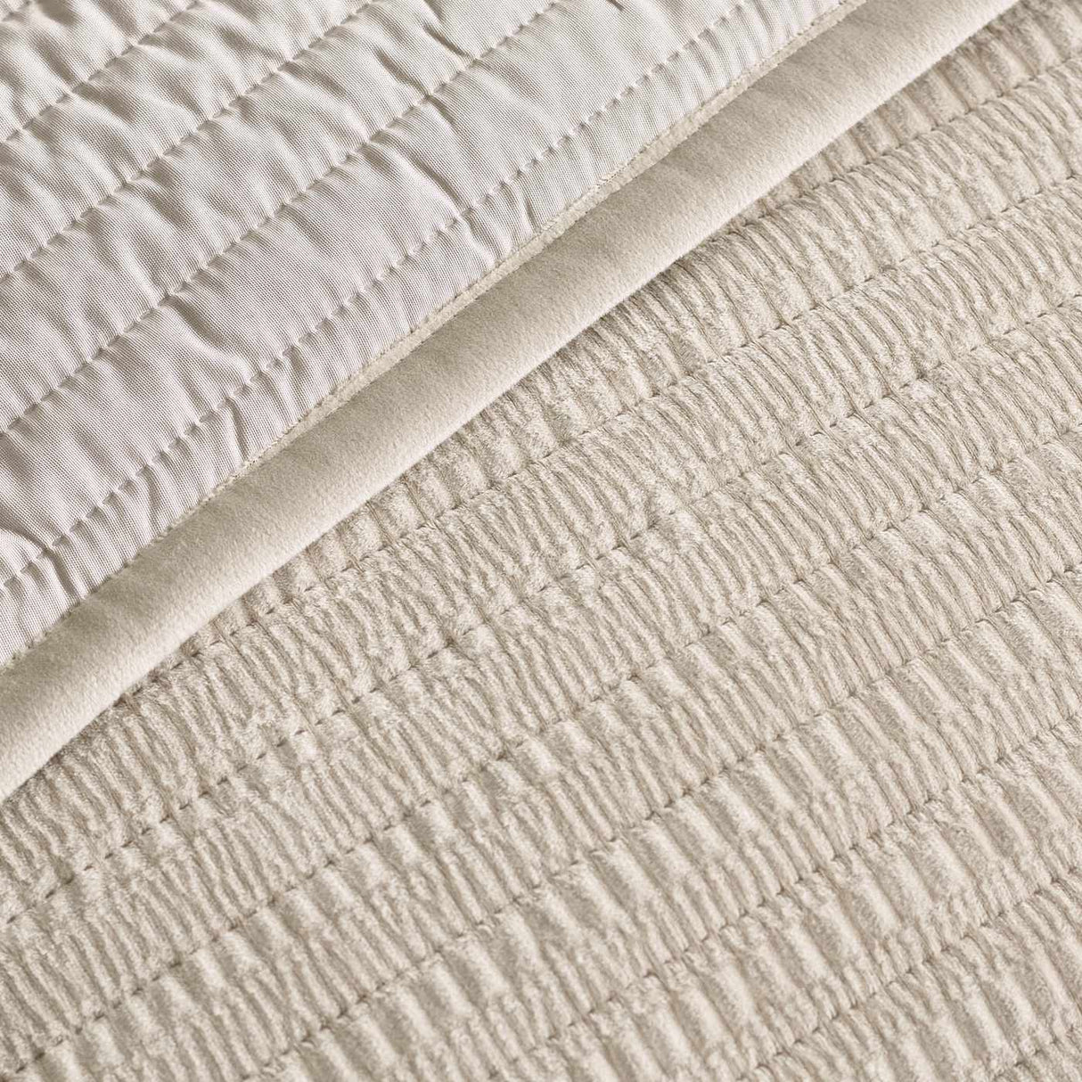 Catherine Lansfield Velvet Pinsonic Quilted 220x220cm Bedspread Natural