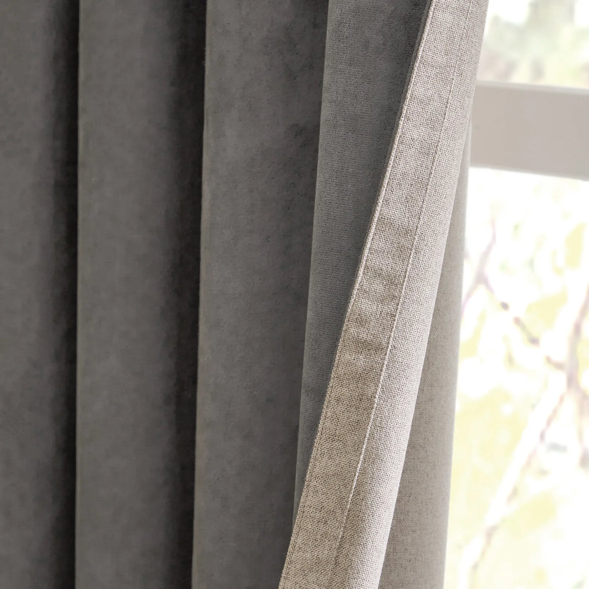 Verso Reversible Suede-look Blackout Eyelet Curtains Charcoal - image 4