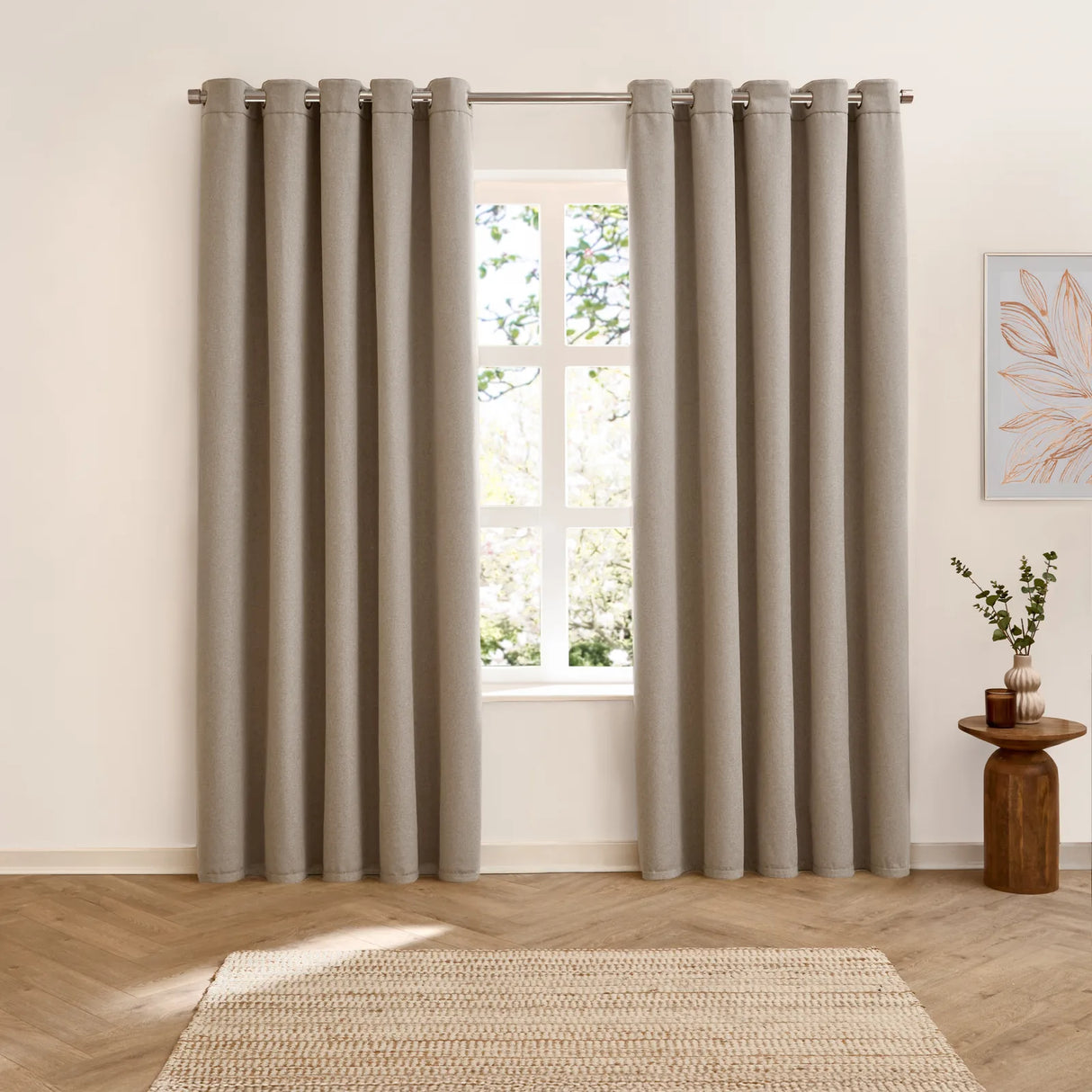 Verso Reversible Suede-look Blackout Eyelet Curtains Cinammon - image 5