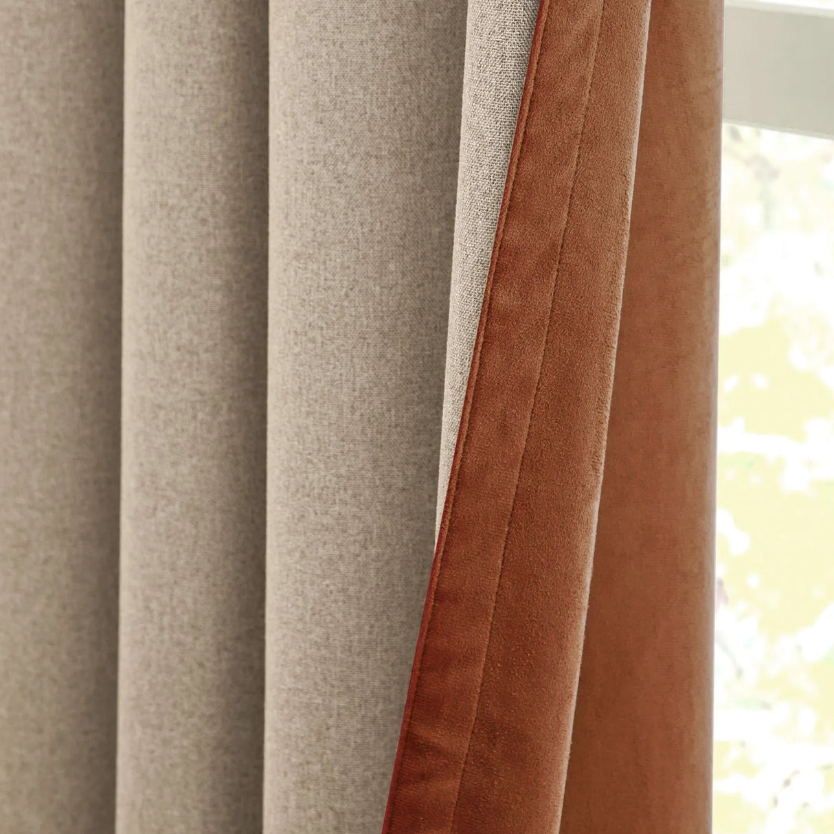 Verso Reversible Suede-look Blackout Eyelet Curtains Cinammon - image 6