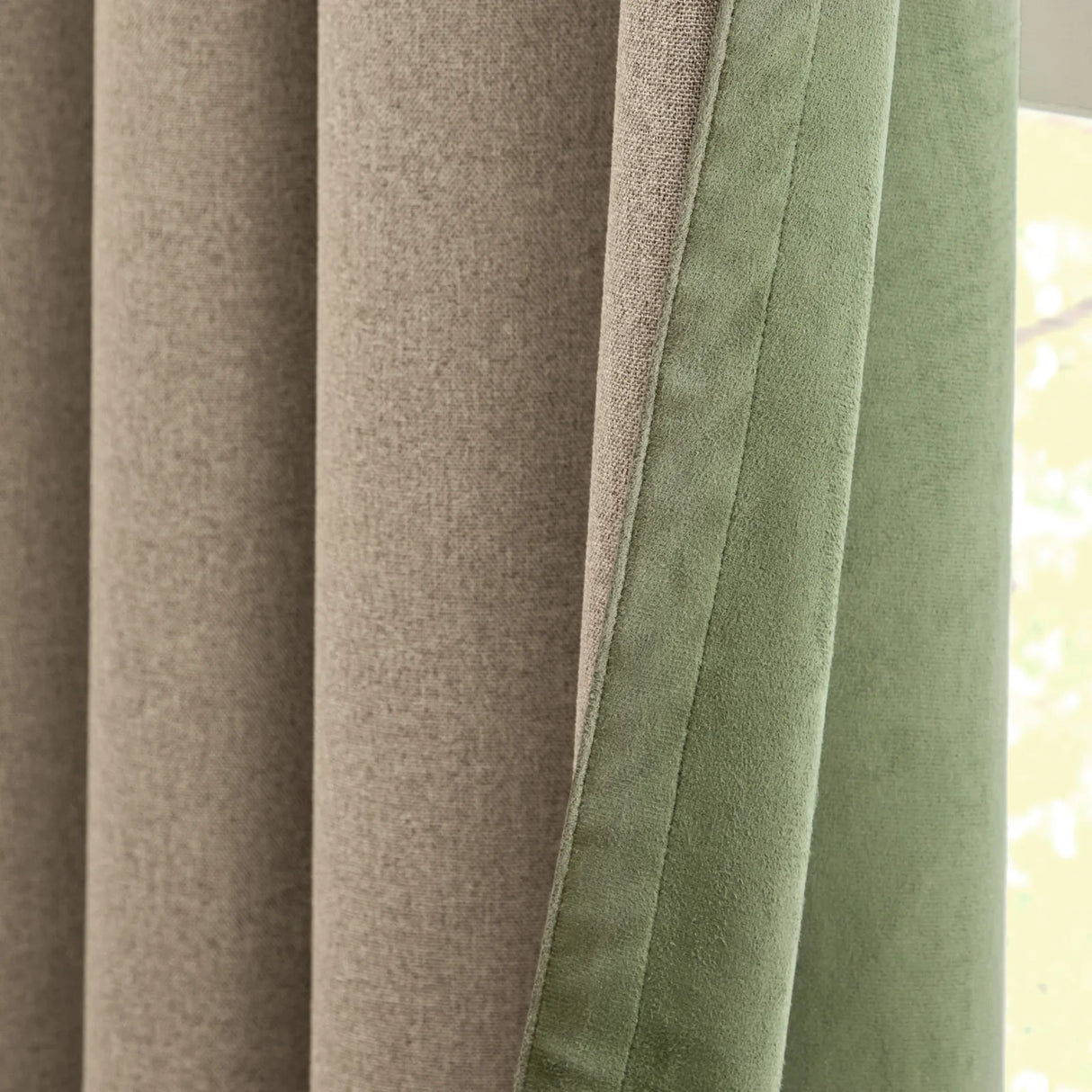 Verso Reversible Suede-look Blackout Eyelet Curtains Green - image 6