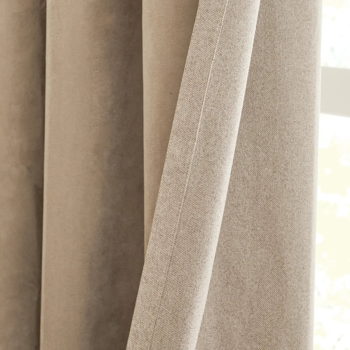 Verso Reversible Suede-look Blackout Eyelet Curtains Mocha - image 4