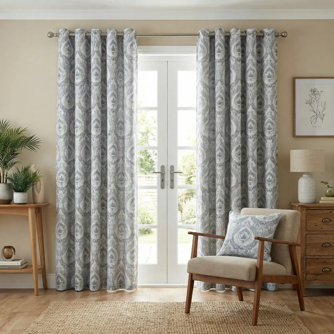 Victoria Blue Blackout Dimout Eyelet Curtains