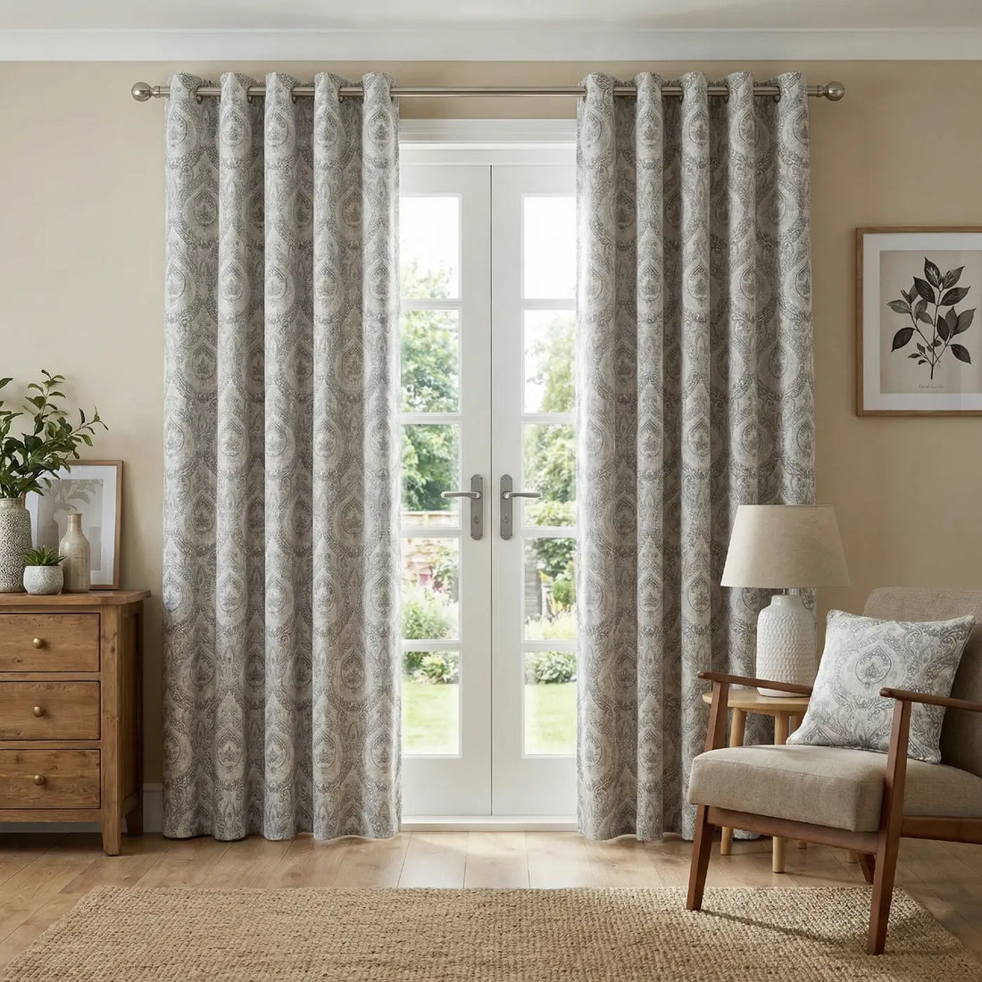 Victoria Silver Blackout Dimout Eyelet Curtains