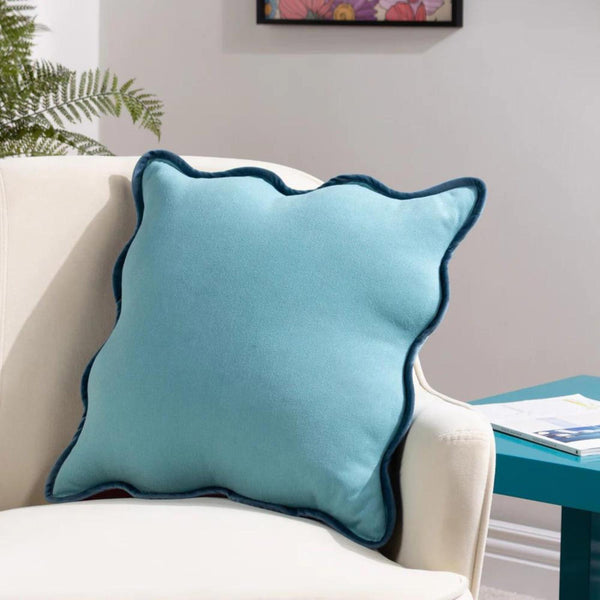 Wiggle Velvet Piped Cushion Mineral + Blue - Ideal