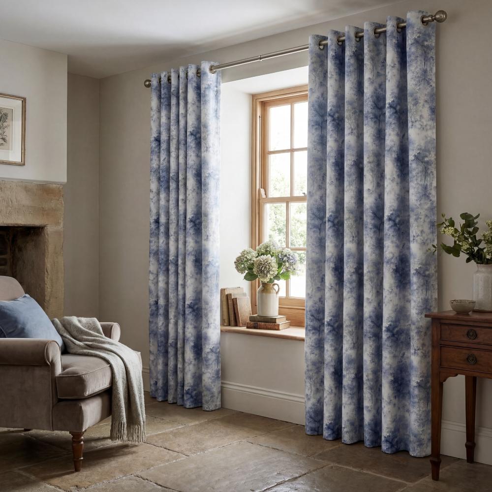 Woodland Saxon Blue fabric sample