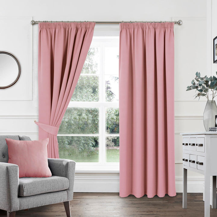 Woven Blackout Tape Top Curtains Soft Pink - Ideal