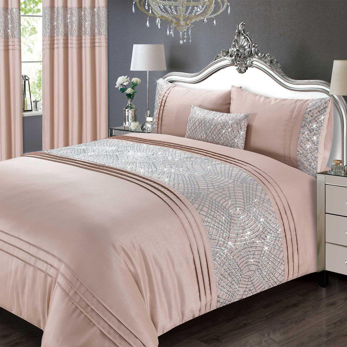 Charleston Glitter Sparkle Blush Pink Duvet Cover Set Duvet Cover Rapport Single