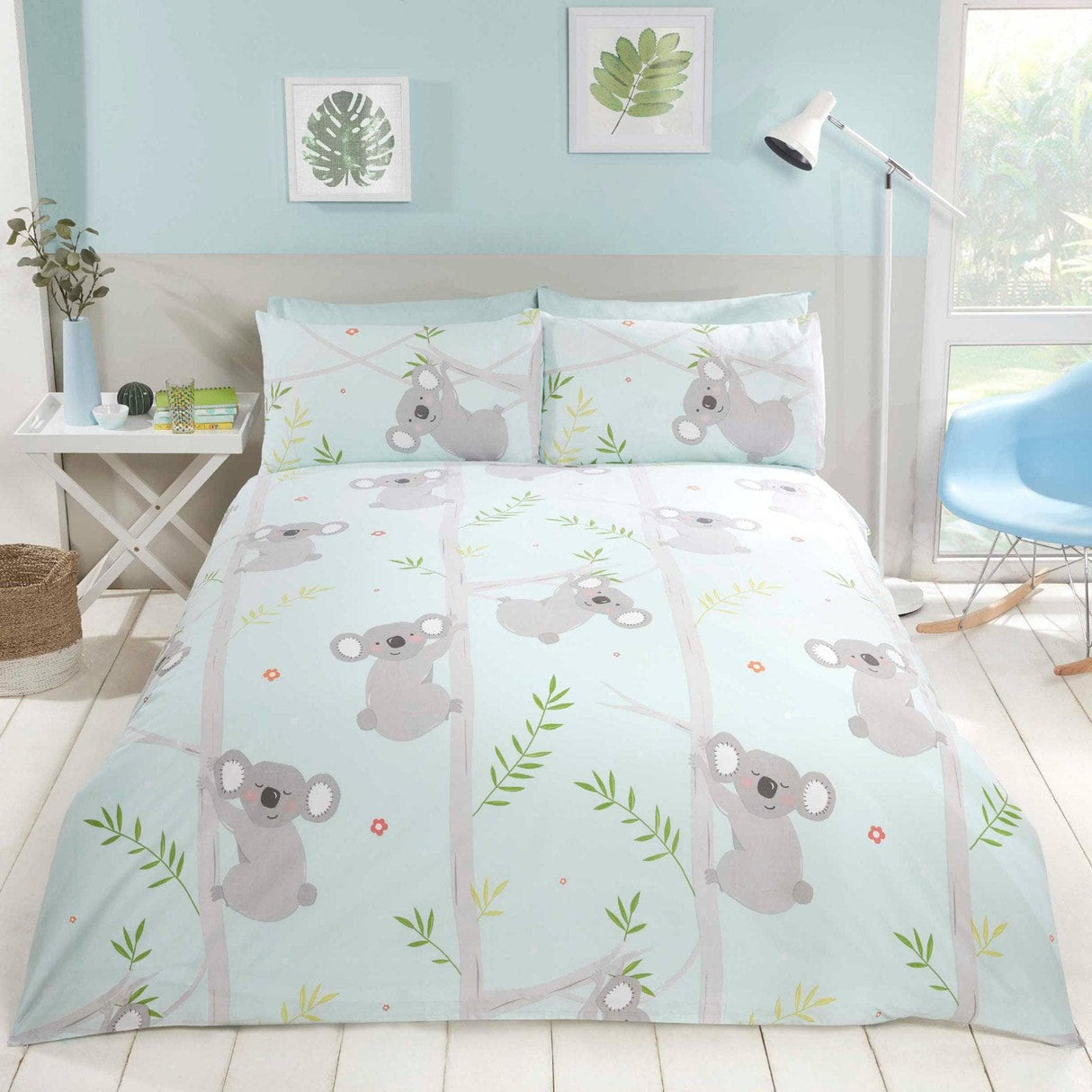 Koala Fun Cute Animal Print Blue Duvet Cover Set Duvet Cover Rapport Single