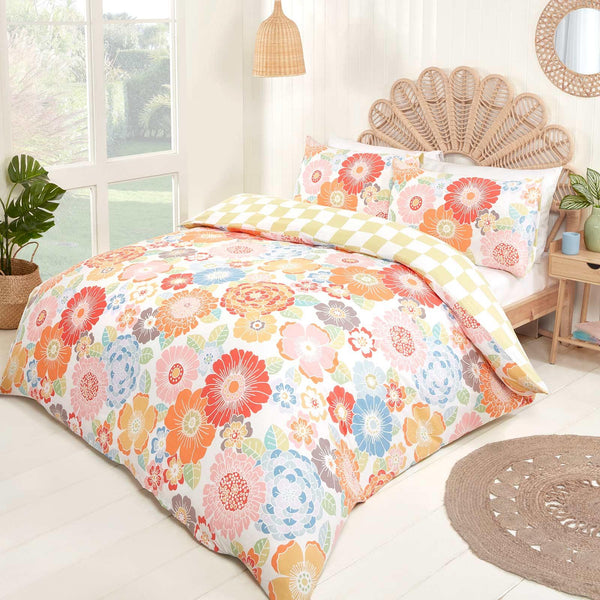 Hippy Floral Reversible Multicolour Duvet Cover Set - Ideal