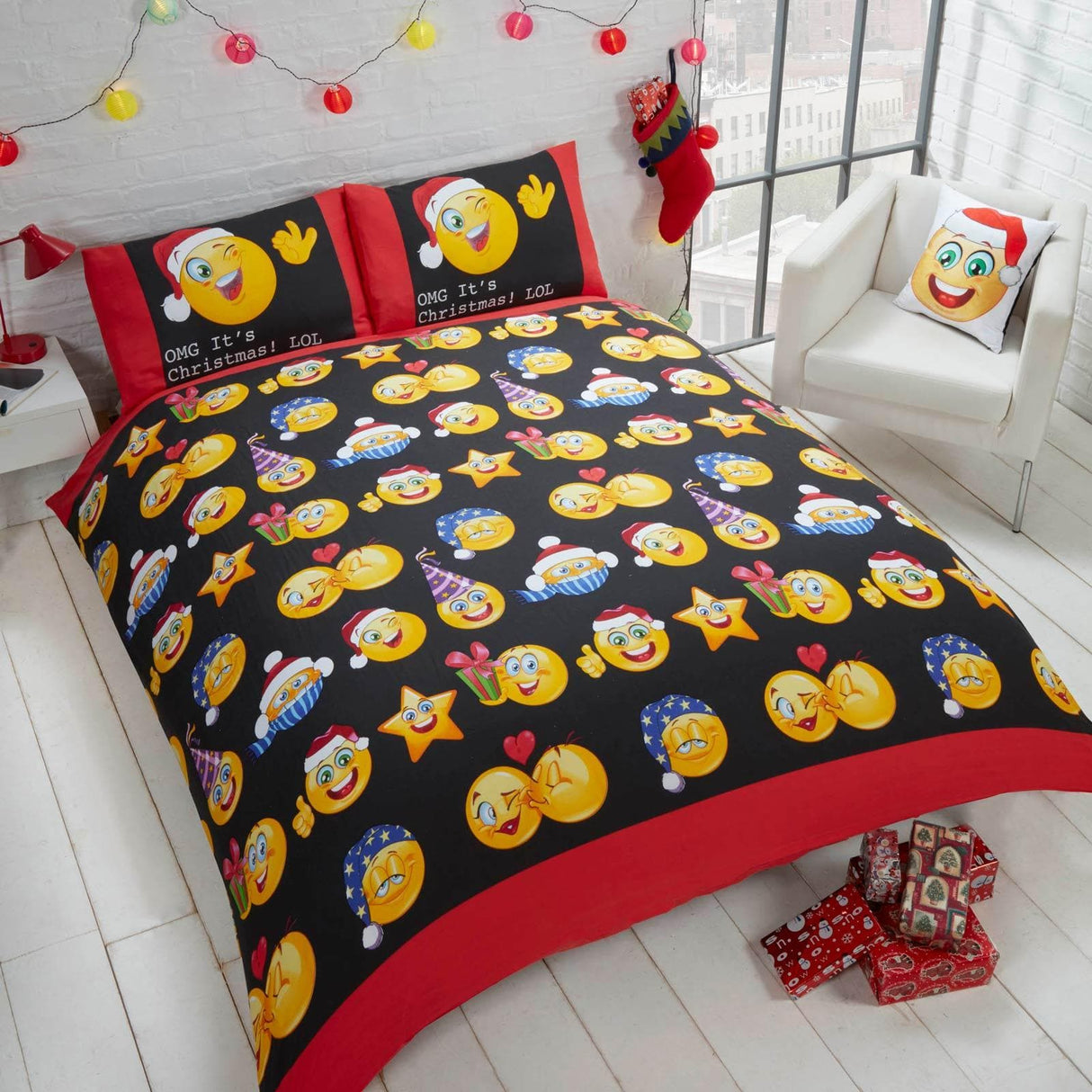 Christmas Icons Reversible Duvet Cover Set Kids Bedding Rapport Single