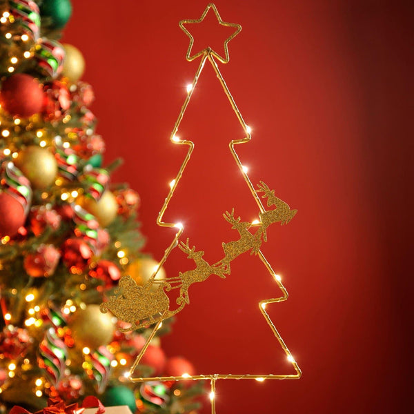 Metal Tree & Santa Light Up Decoration - Ideal