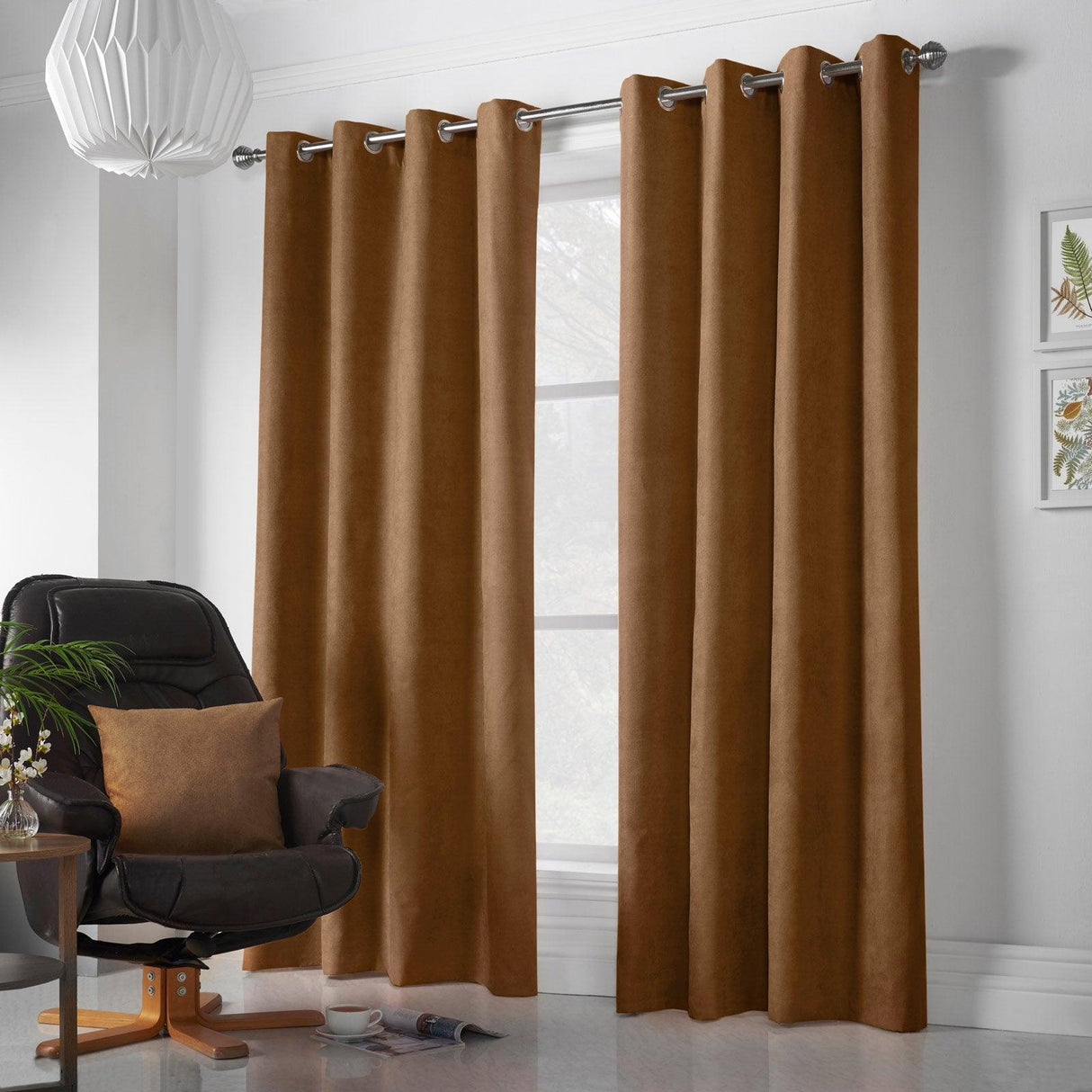 Velvet Chenille Eyelet Curtains Tan Eyelet Curtains Alan Symonds 56'' x 54''
