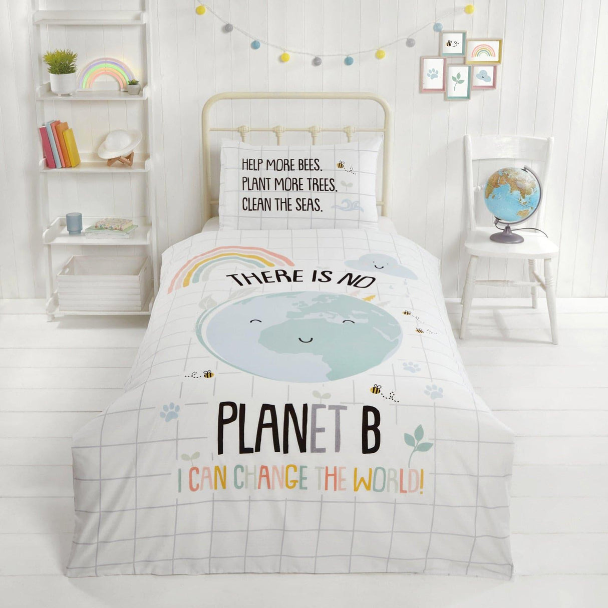 There is No Planet B Eco-Friendly Duvet Cover Set Kids Bedding Rapport Single