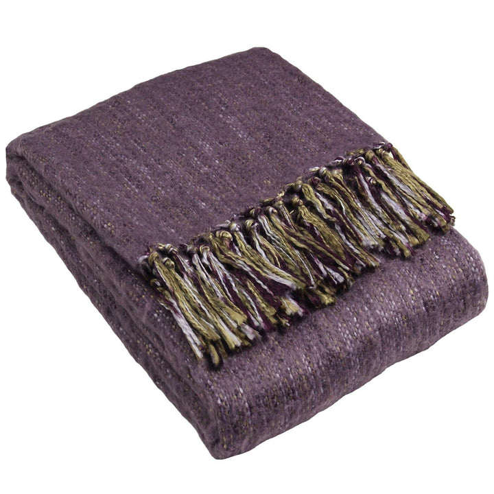 Chiltern Super Soft Tasselled Throw Plum -  - Ideal Textiles