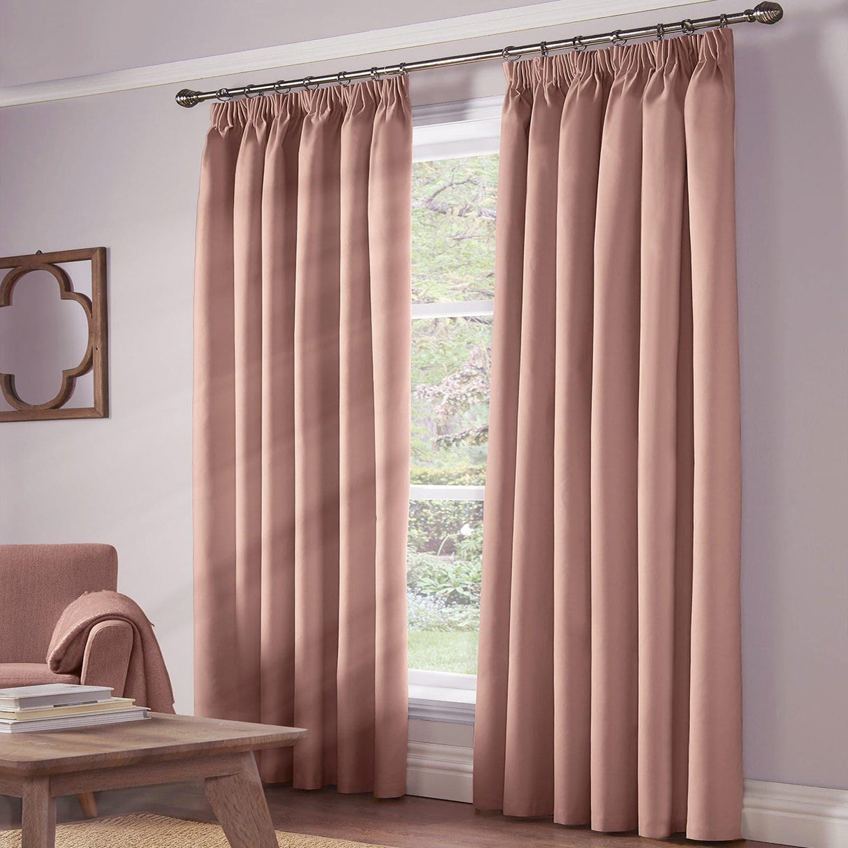 Essential 95% Blackout Tape Top Curtains Pink Tape Top Curtains Alan Symonds 46'' x 54''