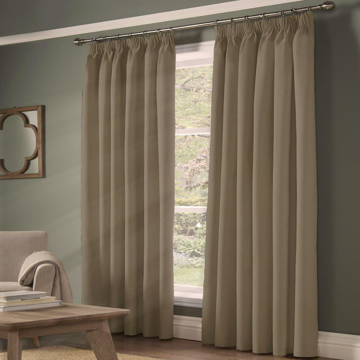 Essential 95% Blackout Tape Top Curtains Beige Tape Top Curtains Alan Symonds 46'' x 54''