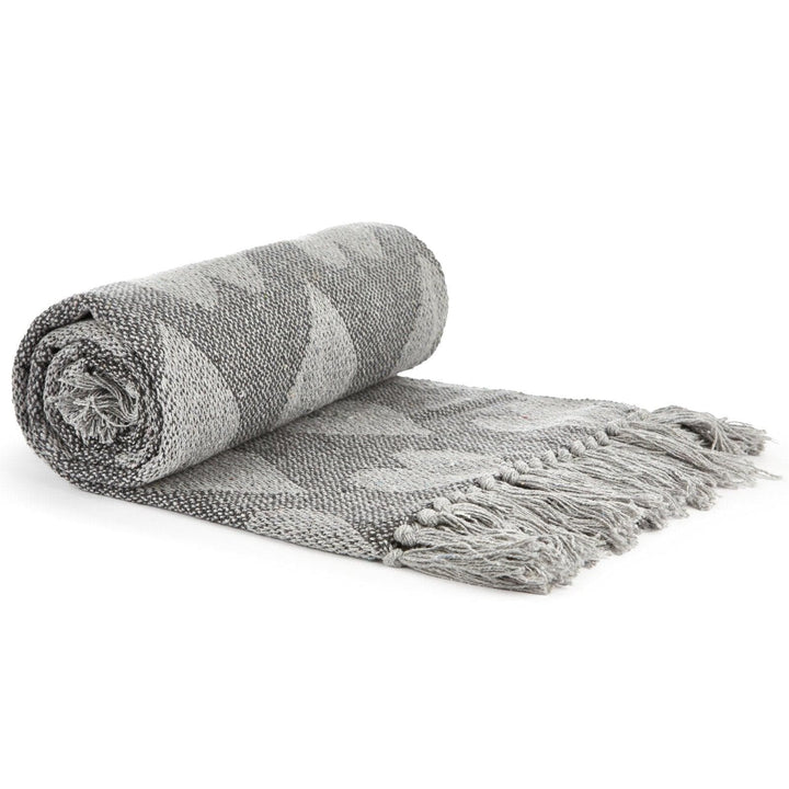 Heart Tassel 100% Recycled Cotton Charcoal Throws -  - Ideal Textiles