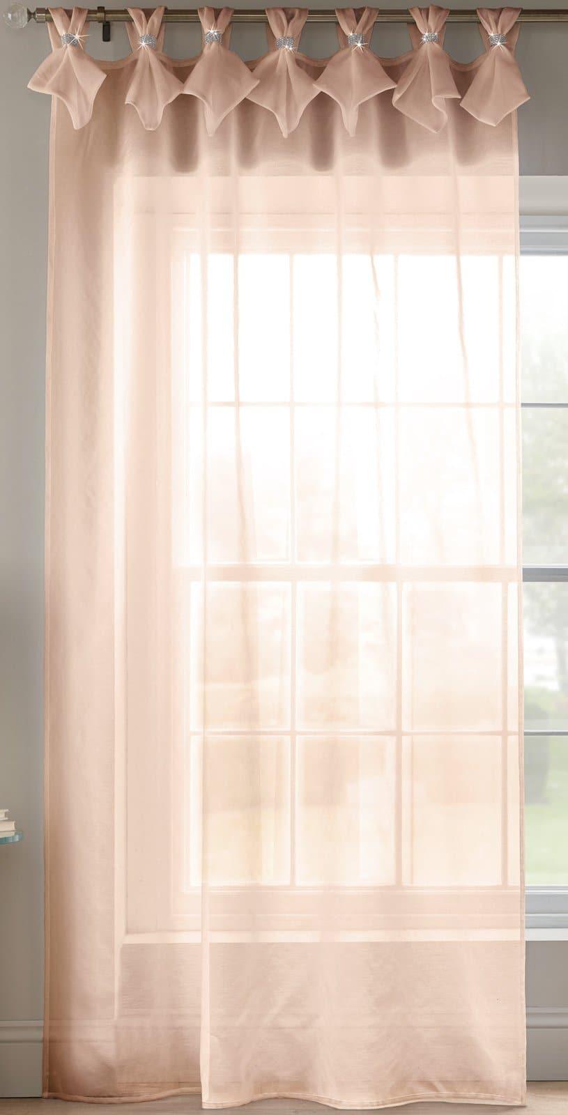 Tiara Diamante Tab Top Voile Curtain Panels Blush Pink Voile Curtain Alan Symonds