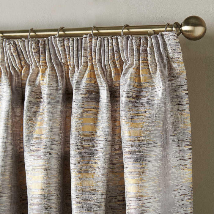 Reflections Jacquard Lined Tape Top Curtains Ochre -  - Ideal Textiles