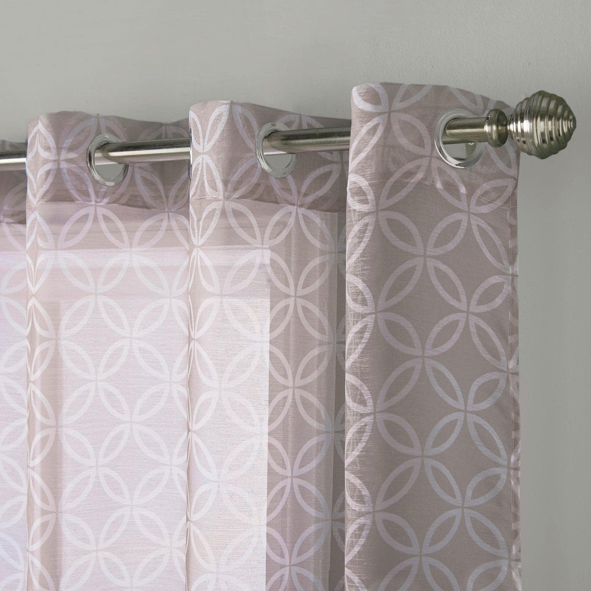 Harper Geometric Eyelet Voile Curtains Pair Latte Voile Curtain Alan Symonds