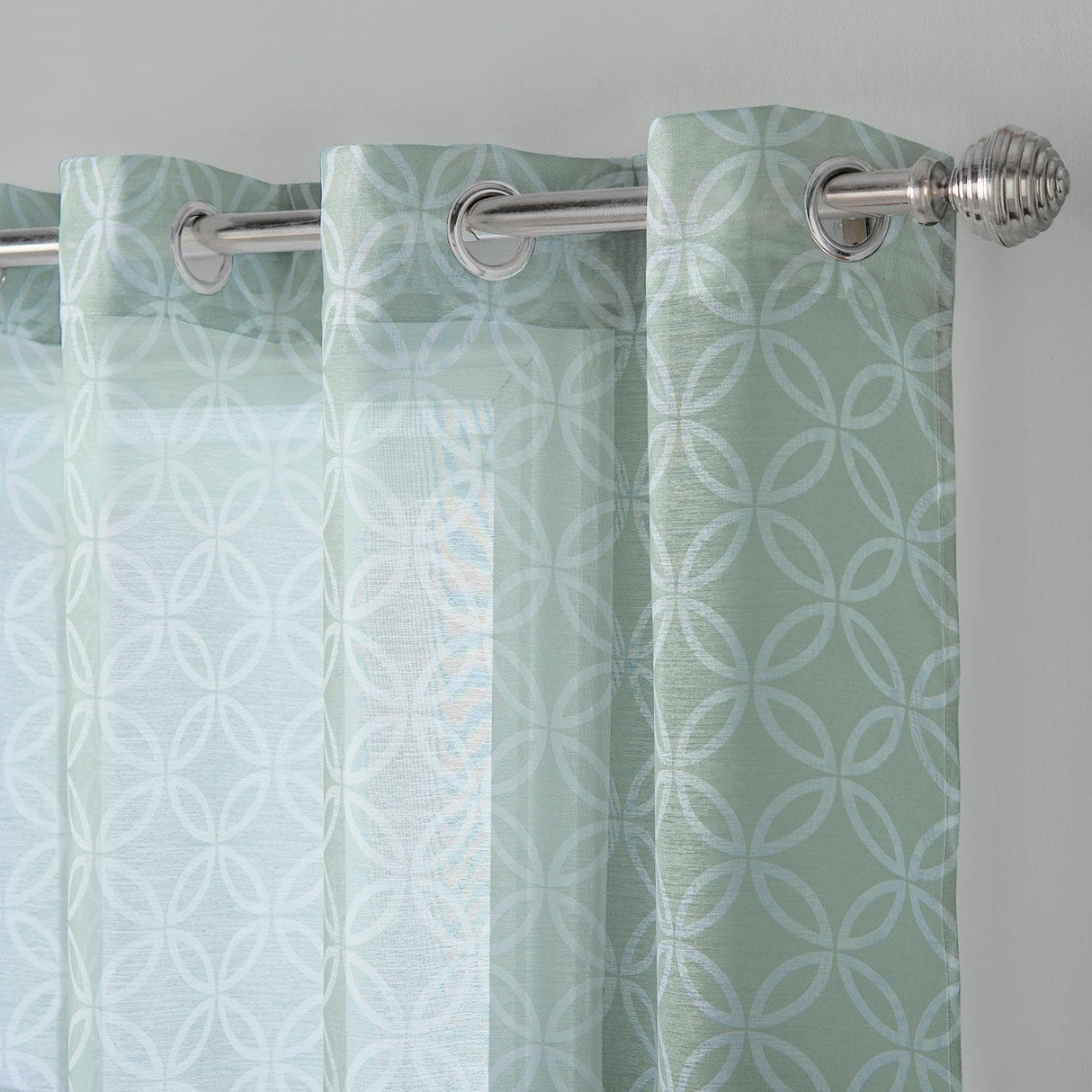 Harper Geometric Eyelet Voile Curtains Pair Sage Voile Curtain Alan Symonds