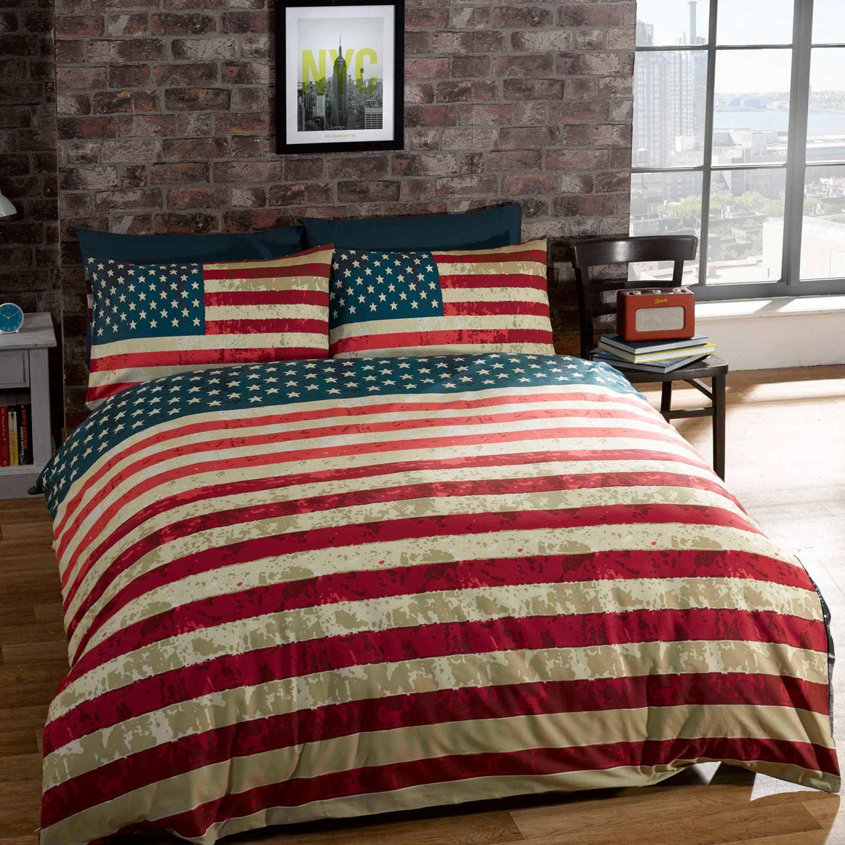 NYC Stars & Stripes Reversible Duvet Cover Set Duvet Cover Rapport