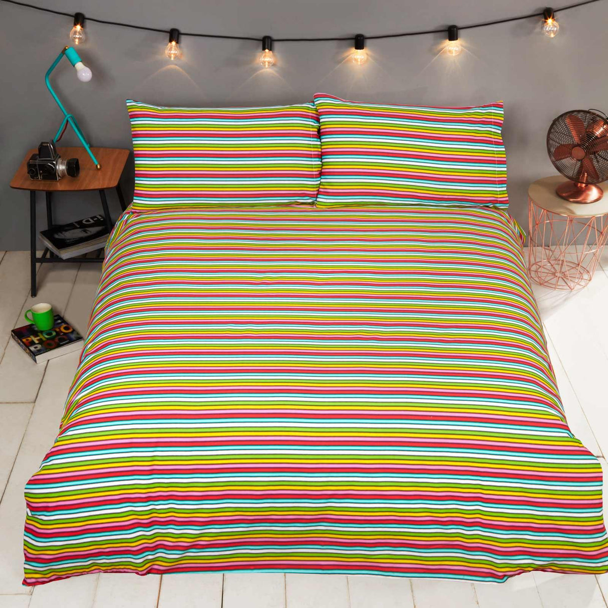 Be Happy Neon Sign Reversible Duvet Cover Set Duvet Cover Rapport