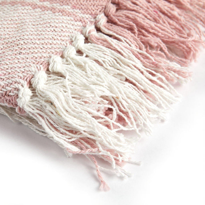 Frisco Tartan Check Recycled Cotton Throw Blush - Ideal