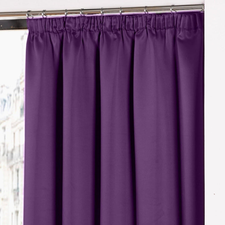 Cali Plain Thermal Blackout Tape Top Curtains Amethyst -  - Ideal Textiles