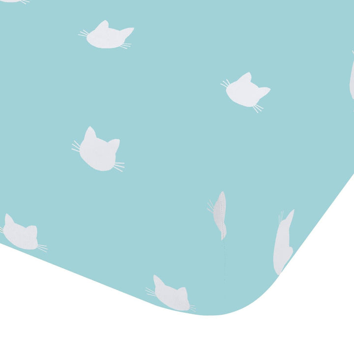 Cute Cats Printed Mint Fitted Sheet - Ideal