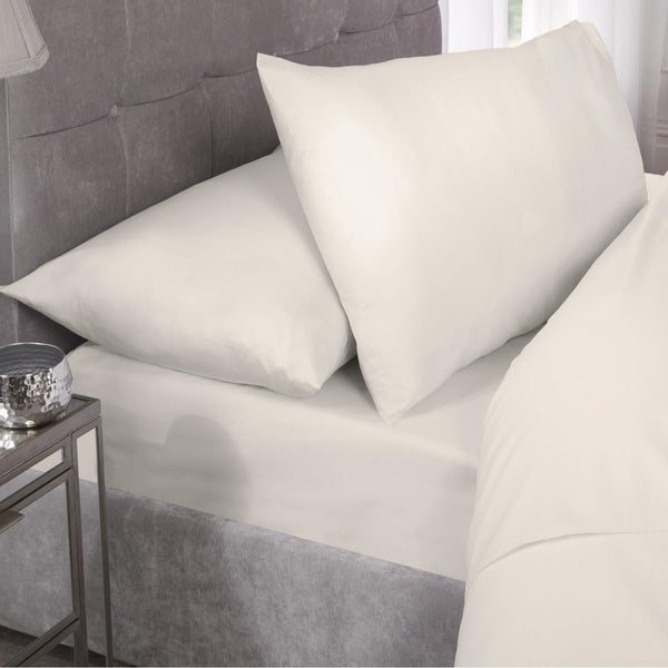 Percale 180 Thread Count Ivory 25cm Fitted Sheet - Ideal