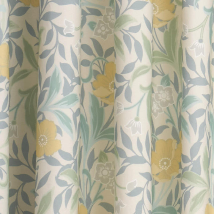 Sandringham Floral Lined Tape Top Curtains Duck Egg - Ideal