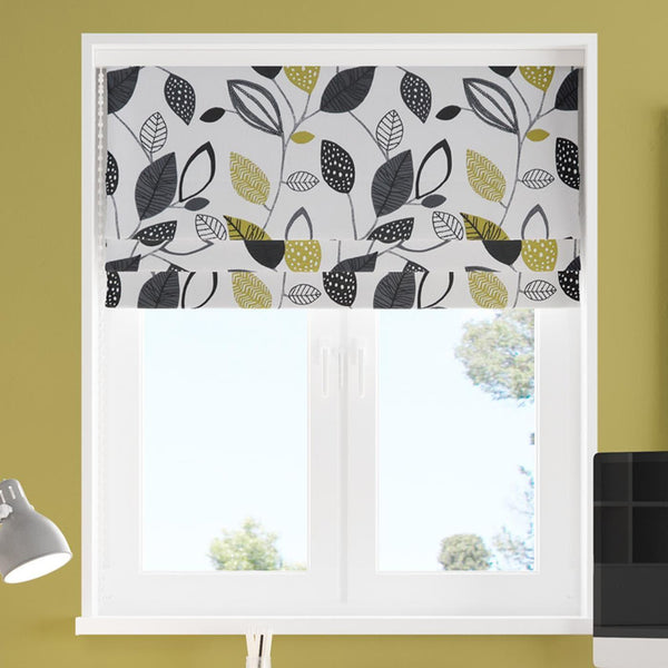 Forest Leaves Noir Made To Measure Roman Blind -  - Ideal Textiles