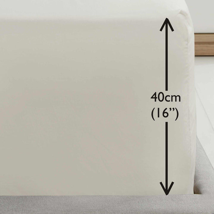 Plain Percale 38cm Extra Deep Fitted Sheets Cream -  - Ideal Textiles