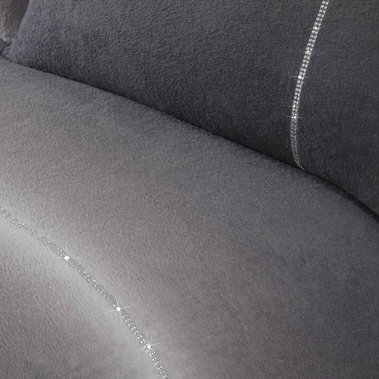 Diamante Ombre Teddy Bear Fleece Grey Duvet Cover Set Duvet Cover Rapport