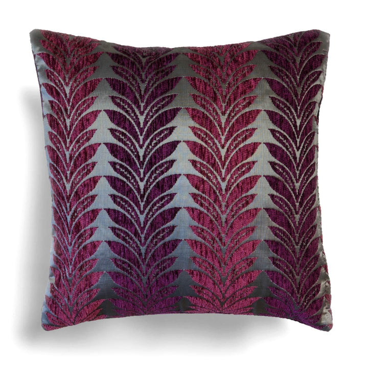 Willow Chenille Leaf Plum Cushion Covers 17'' x 17'' -  - Ideal Textiles