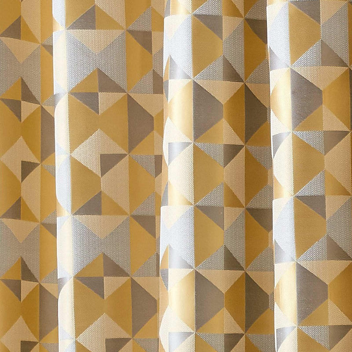 Skandi Geometric Jacquard Lined Tape Top Curtains Ochre -  - Ideal Textiles
