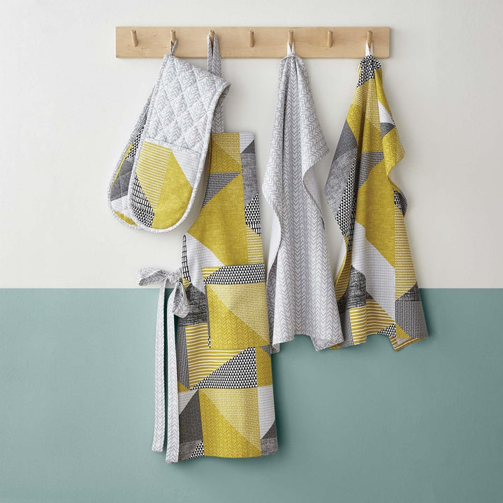 Larsson Geo 100% Cotton Kitchen Apron Ochre -  - Ideal Textiles