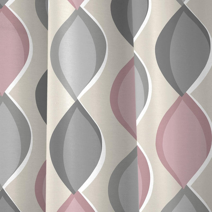 Lennox Geometric Lined Eyelet Curtains Blush -  - Ideal Textiles