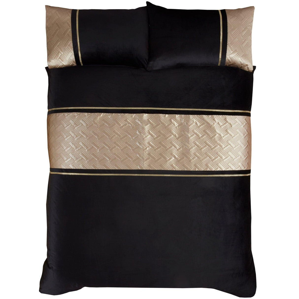 Capri Diamante Embellished Velvet Black & Gold Duvet Cover Set Duvet Cover Rapport