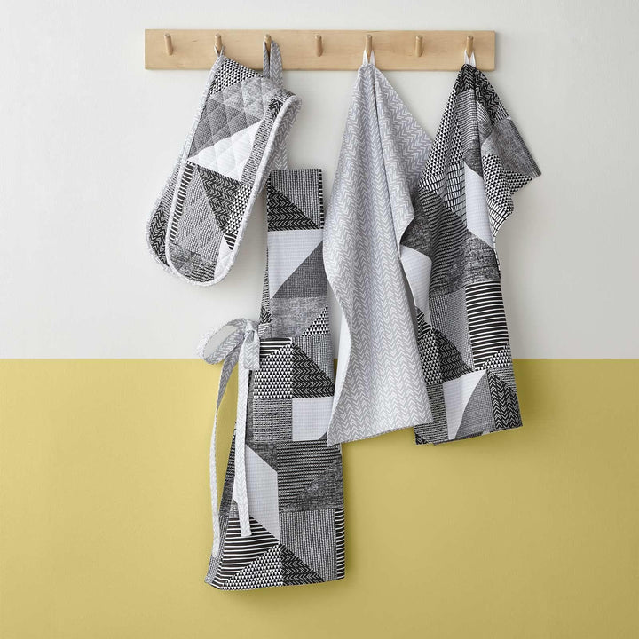 Larsson Geo 100% Cotton Pack of 2 Tea Towels Grey -  - Ideal Textiles