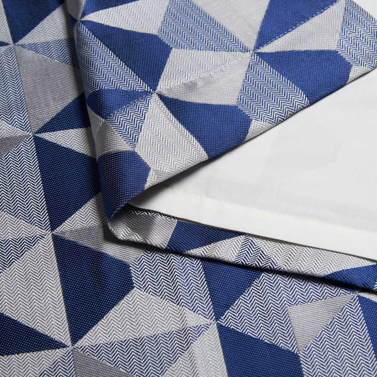 Skandi Geometric Jacquard Lined Tape Top Curtains Navy Tape Top Curtains Alan Symonds