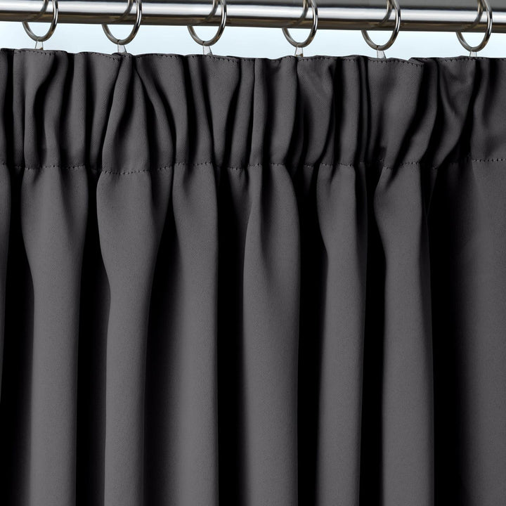 Cali Plain Thermal Blackout Tape Top Curtains Charcoal -  - Ideal Textiles